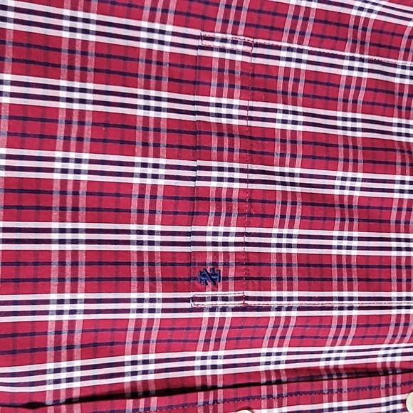 IZOD ~ Red White & Blue Plaid Long Sleeve Button down Shirt - Picture 4 of 12